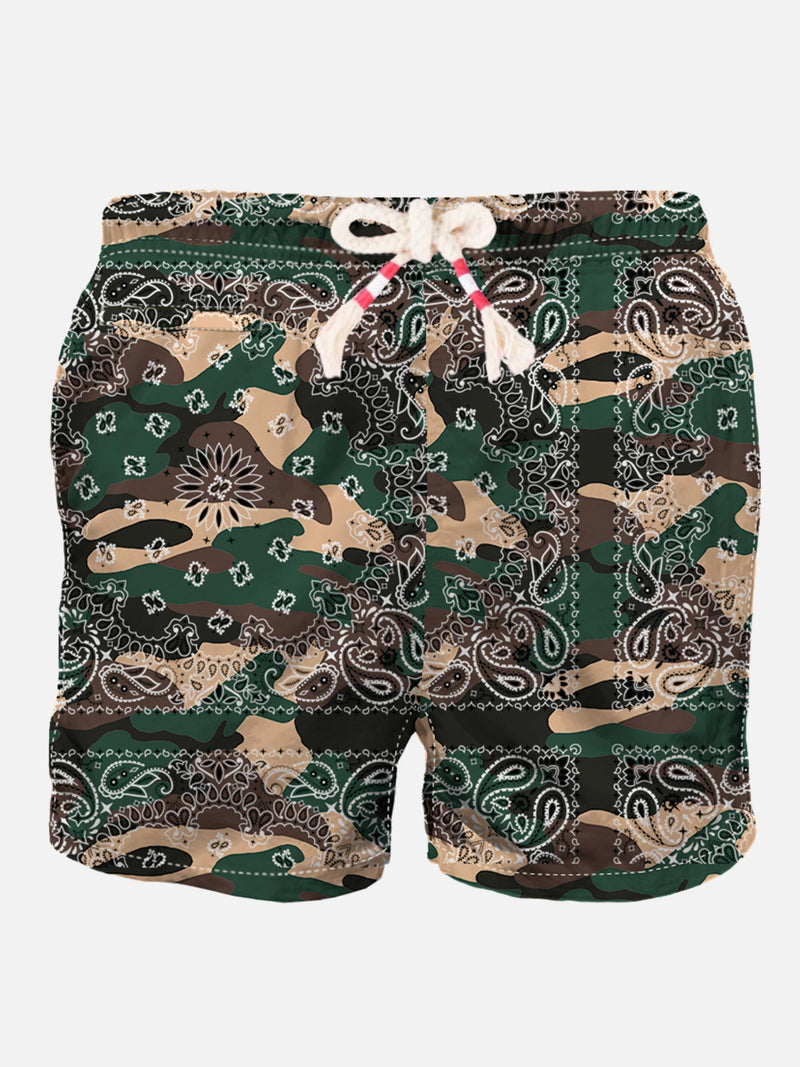 Costume da bagno da uomo con stampa bandana camouflage