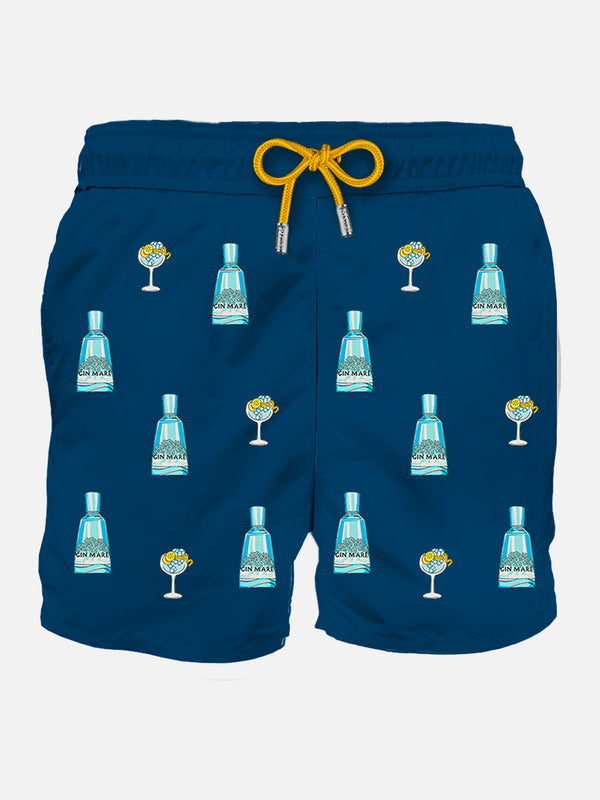 Man blue classic swim shorts with Gin Mare embroidery |  GIN MARE SPECIAL EDITION