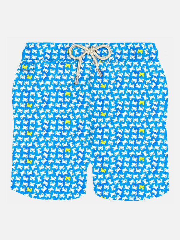 Herren-Badeshorts aus leichtem Stoff mit Krabben-Print