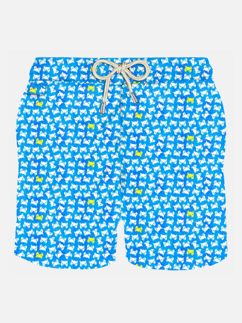 Herren-Badeshorts aus leichtem Stoff mit Krabben-Print