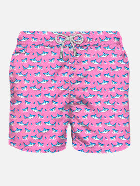 Lighting shark print swim shorts