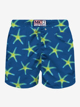 Man light fabric swim shorts with marine print