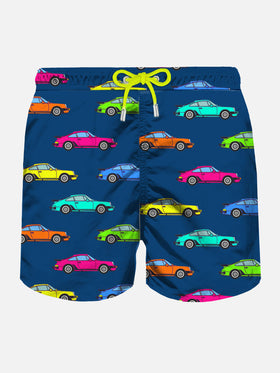 Costume da bagno uomo in tessuto leggero con stampa automobili