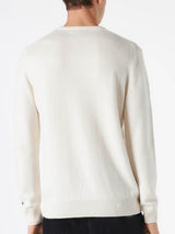 Man white sweater with Settimana in bianco embroidery