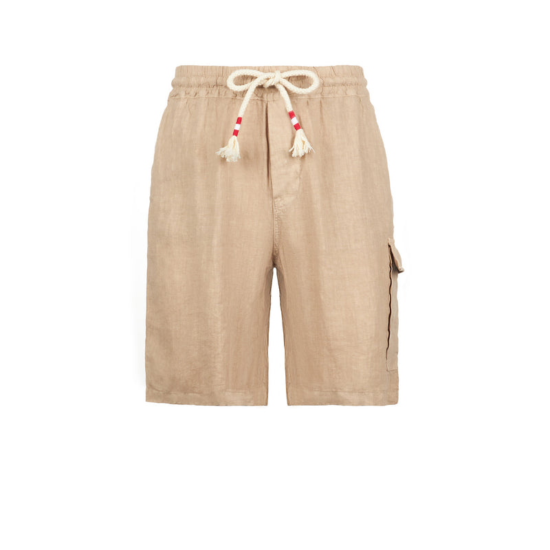 Man beige linen bermuda shorts