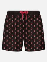 Man light fabric swim shorts with Milan print | MILAN SPECIAL EDITION