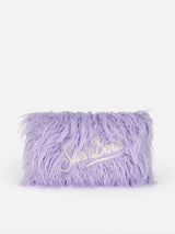 Pochette Mildred in pelo lilla con ricamo Saint Barth