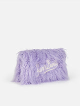 Pochette Mildred in pelo lilla con ricamo Saint Barth