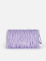 Pochette Mildred in pelo lilla con ricamo Saint Barth