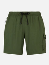 Man military green comfort and stretch swim shorts