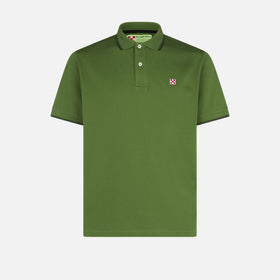Military green piquet polo with St. Barth check logo - MC2 Saint Barth