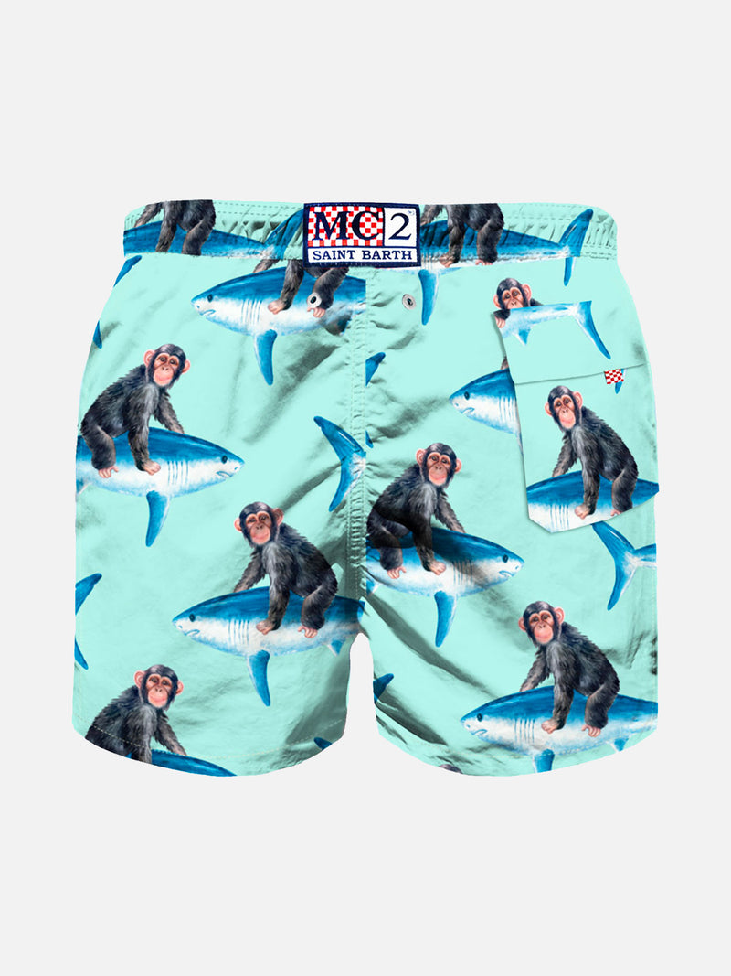 Monkey riding boy swim shorts