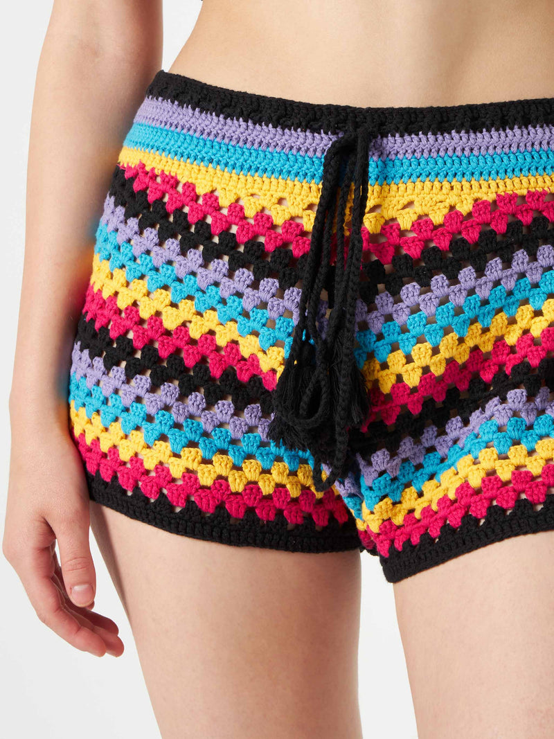 Multicolor crochet shorts