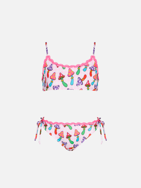 Mädchen-Bralette-Bikini mit Pilz-Print