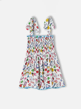 Cotton dress Lola with magic pop print