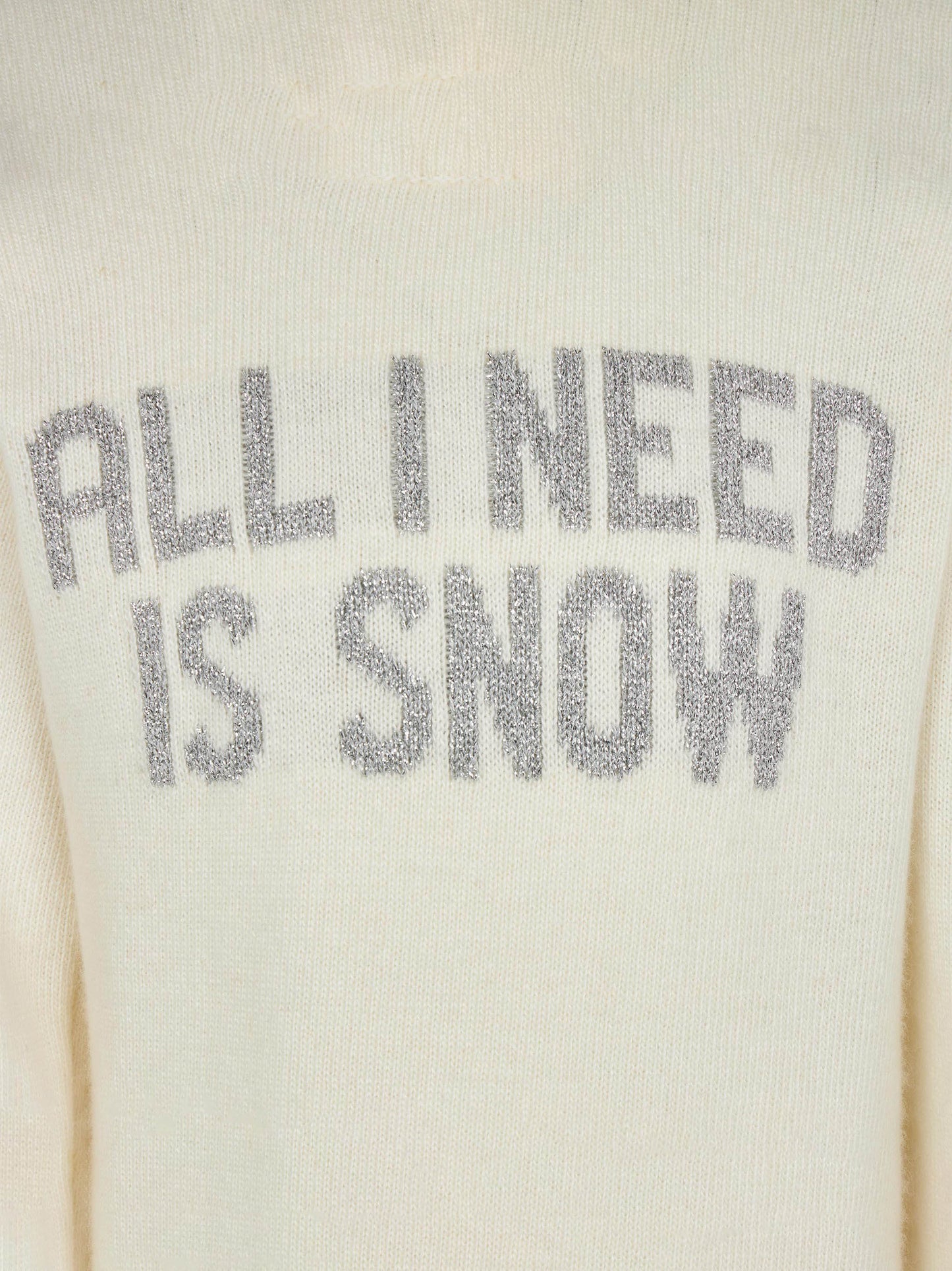 Maglione da bambina girocollo con scritta All I need is snow