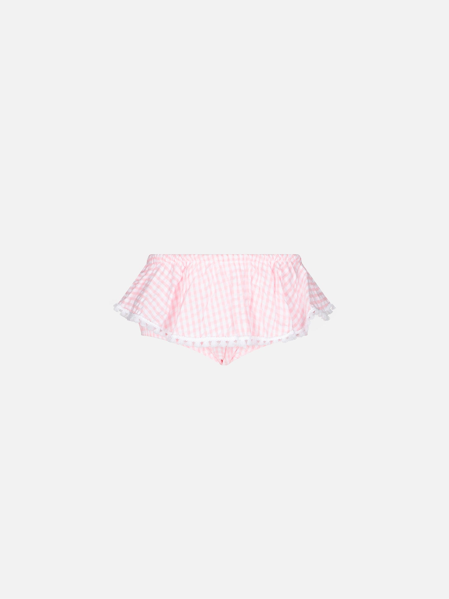Enfant vichy print ruffled swim briefs with bows