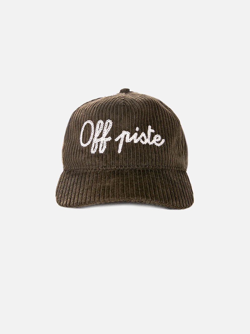 Olive green Baseball corduroy cap Off piste embroidery