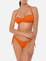 Bikini a fascia drappeggiato arancione