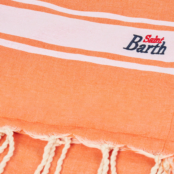 Fouta-Handtuch in Fluo-Orange, doppelt mit Schwamm