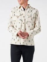 Herren-Cord-Overshirt mit Ski-Print