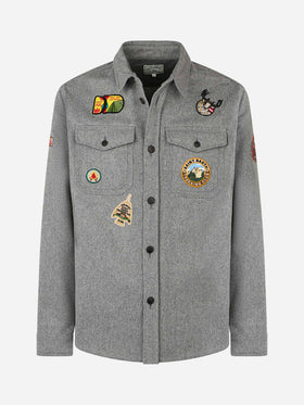 Man wooly grey overshirt with pockets and patches - MC2 Saint Barth