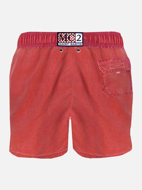 Red delavè man's swim shorts - MC2 Saint Barth