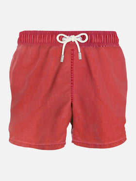 Red delavè man's swim shorts - MC2 Saint Barth
