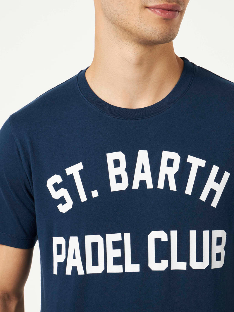 T-shirt da uomo in cotone trattamento vintage con stampa St. Barth Padel Club