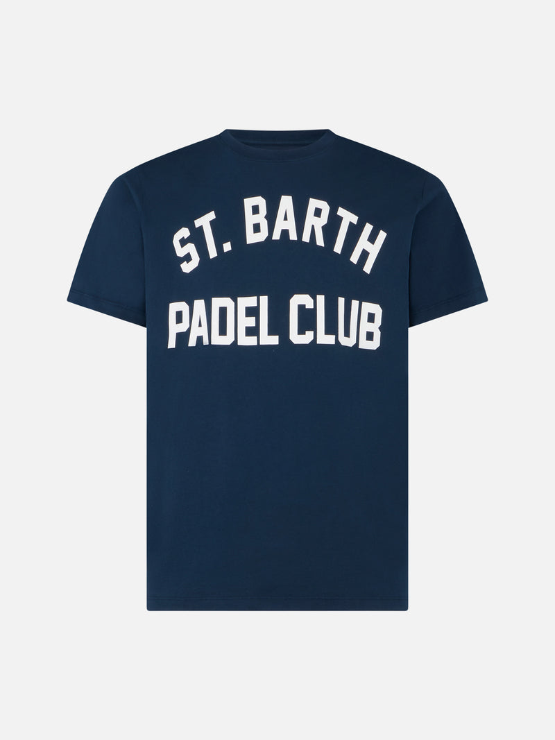 Man cotton vintage treatment t-shirt with St. Barth Padel Club print