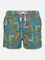 Man light fabric swim shorts with paisley print