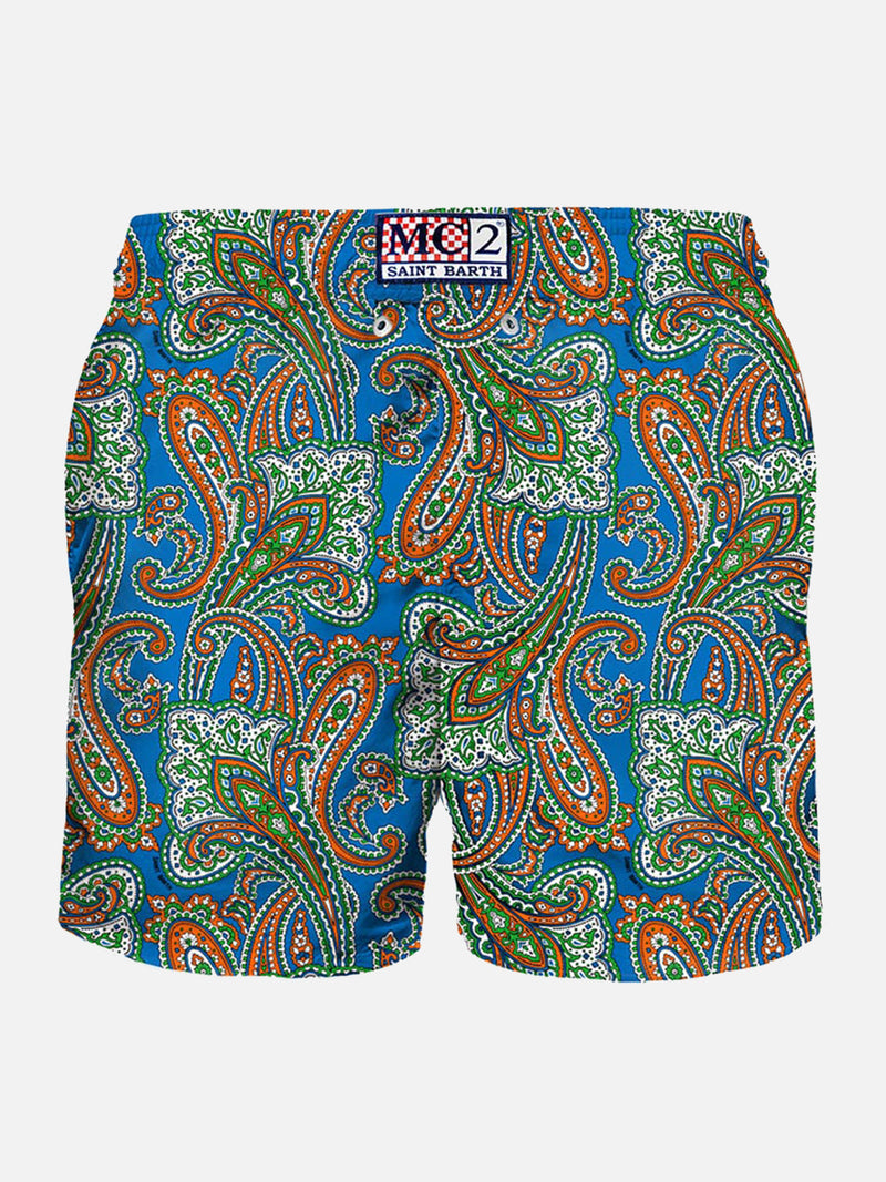 Man light fabric swim shorts with paisley print