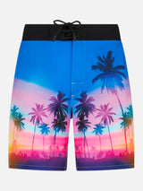 Herren-Surfshorts aus Komfort und Stretch mit Palmenprint