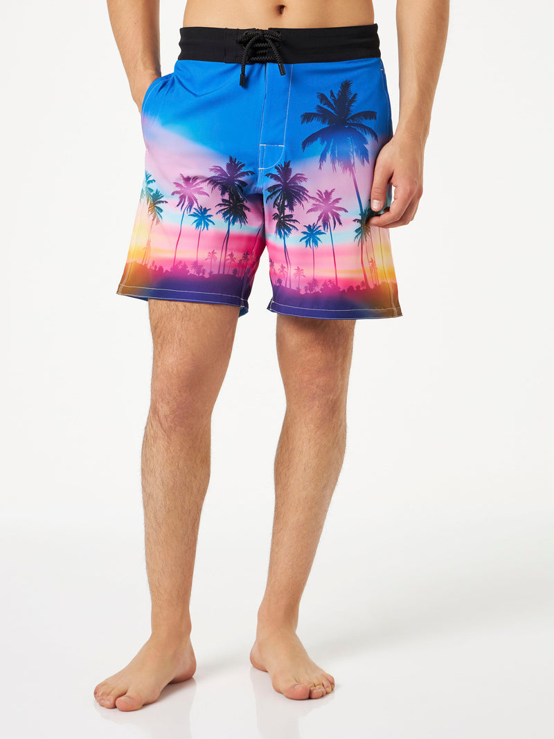 Herren-Surfshorts aus Komfort und Stretch mit Palmenprint