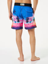 Herren-Surfshorts aus Komfort und Stretch mit Palmenprint