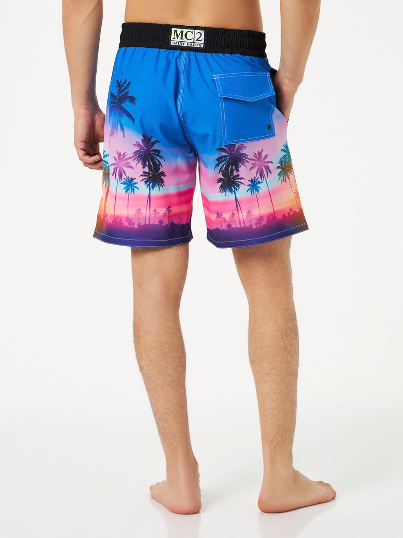 Herren-Surfshorts aus Komfort und Stretch mit Palmenprint