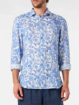 Camicia da uomo Pamplona in lino con stampa fiori