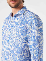 Camicia da uomo Pamplona in lino con stampa fiori