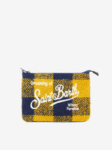 Pouch a tracolla Parisienne in lana con motivo check giallo