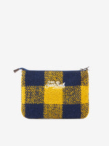 Pouch a tracolla Parisienne in lana con motivo check giallo