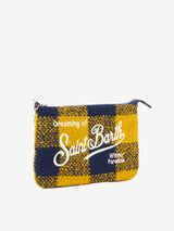 Pouch a tracolla Parisienne in lana con motivo check giallo