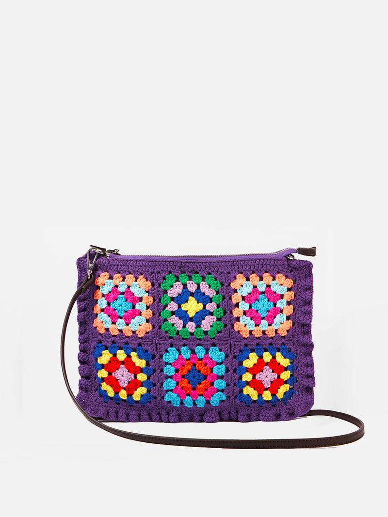 Pouch a tracolla all'uncinetto Parisienne viola