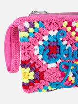 Pouch Parisienne rosa crochet con ricamo Saint Barth