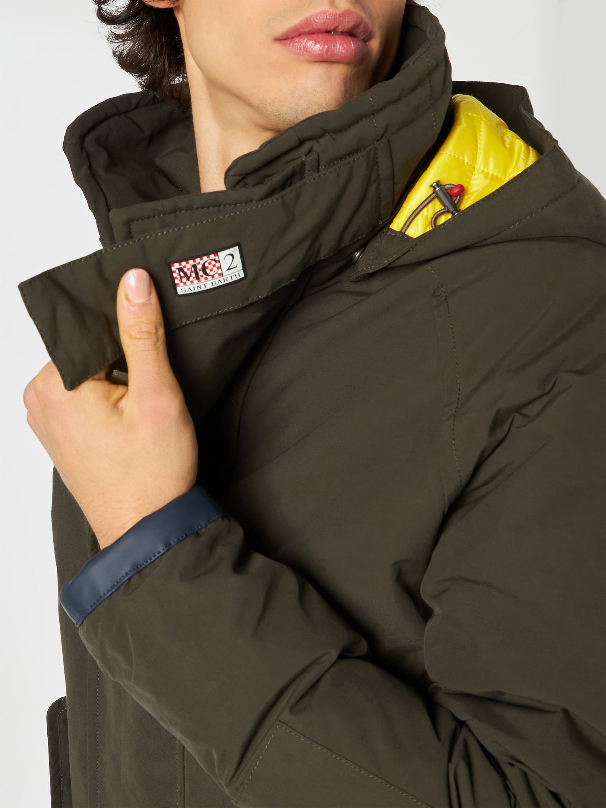 Man hooded military green parka jacket Voyager - MC2 Saint Barth