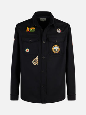 Man wooly blue overshirt with pockets and patches - MC2 Saint Barth
