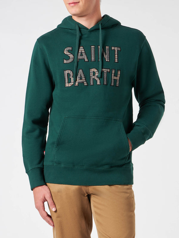 Man green hoodie with Saint Barth patch