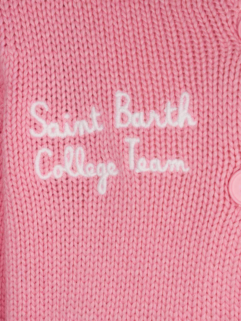 Cardigan college da bambina rosa