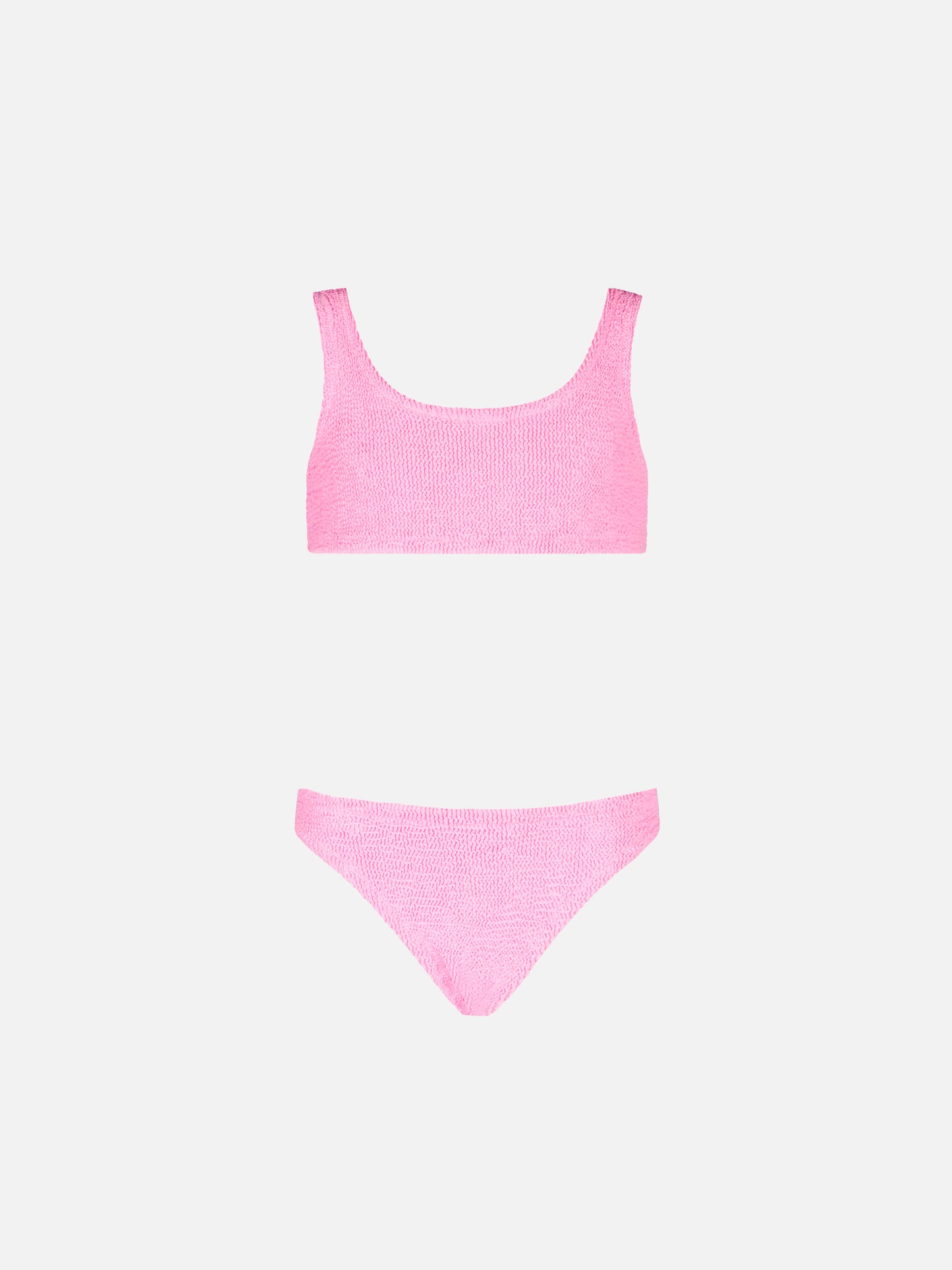 Bikini da bambina a bralette rosa crinkle 