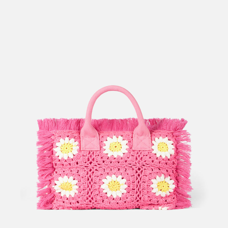 Colette-Handtasche mit gehäkelten Blumenaufnähern