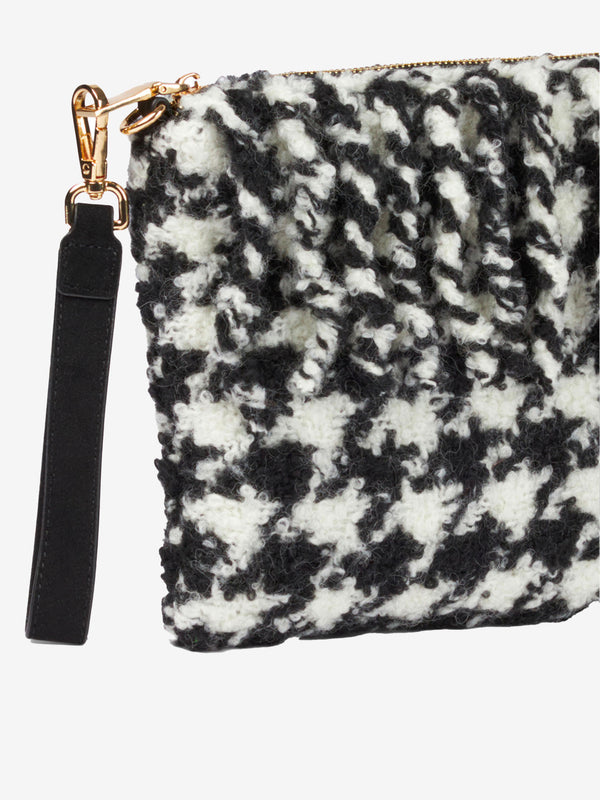 Parisienne blanket crossbody pouch bag with pied-de-poule pattern